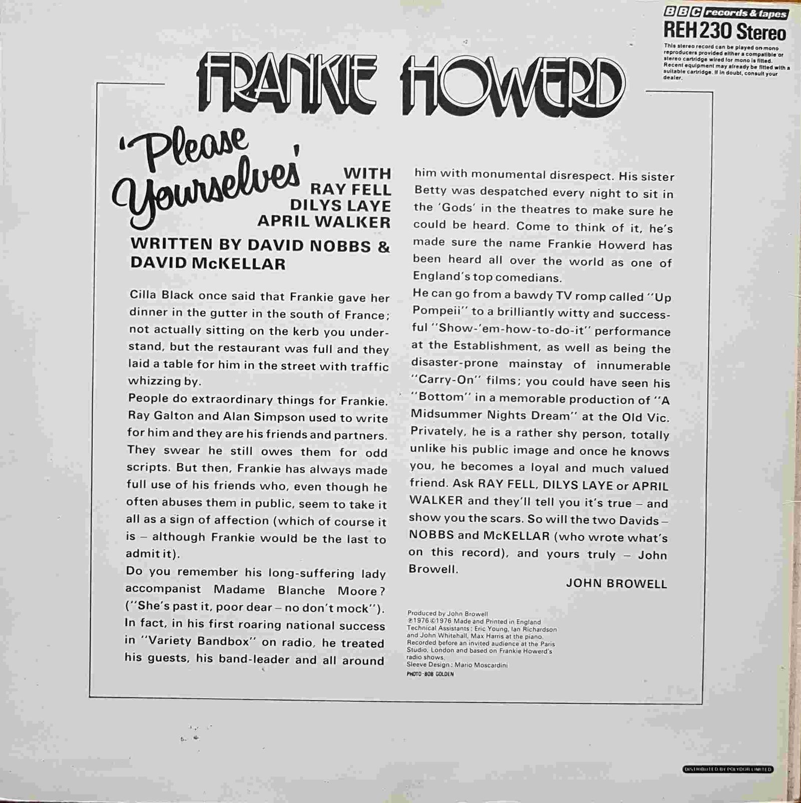 Back cover of REH 230